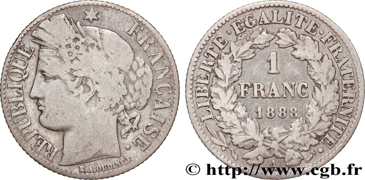 1 franc Cérès, IIIe République 1888 Paris F.216/10 q.MB 