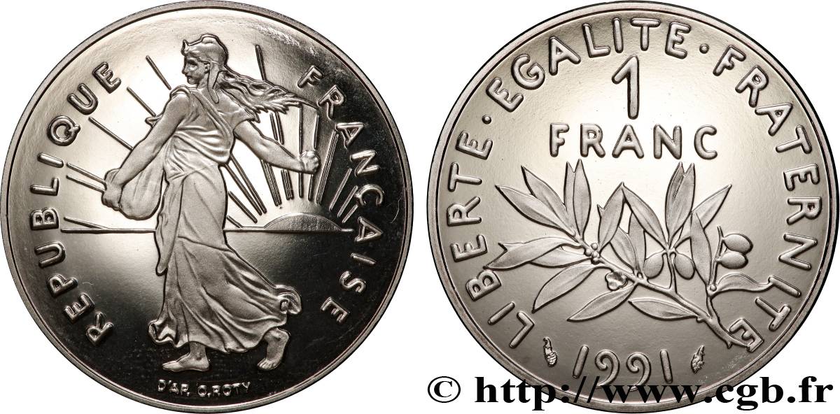 1 franc Semeuse, nickel, BE (Belle Épreuve) 1991 Pessac F.226/36 var. MS 