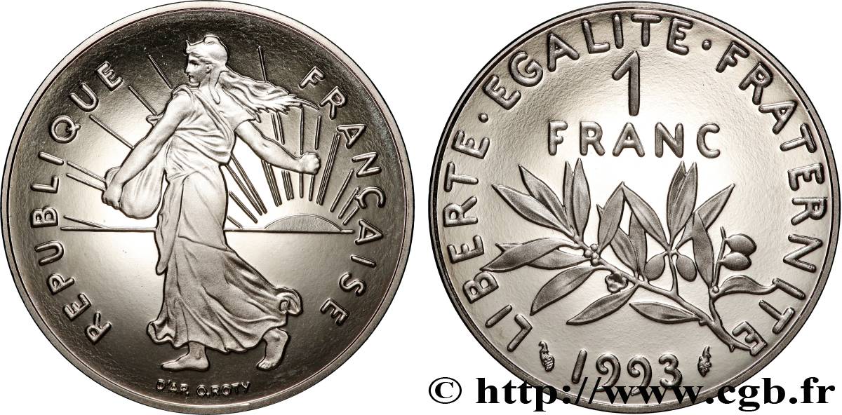 1 franc Semeuse, nickel, Belle Épreuve 1993 Pessac F.226/40 var. ST 