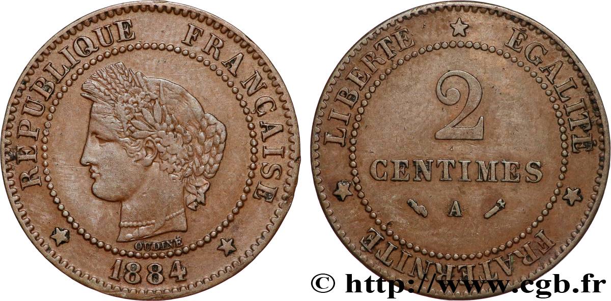 2 centimes Cérès 1884 Paris F.109/9 XF 