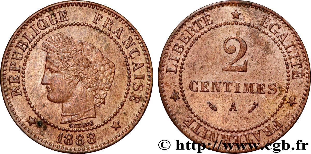 2 centimes Cérès 1888 Paris F.109/14 AU 