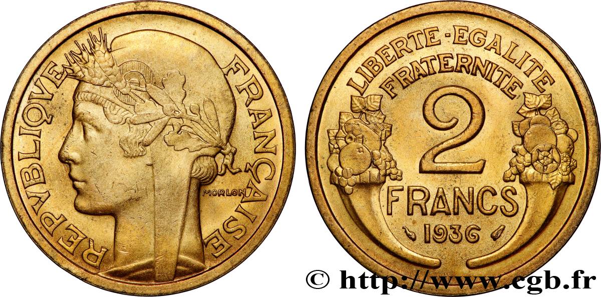 2 francs Morlon 1936  F.268/9 MS62 