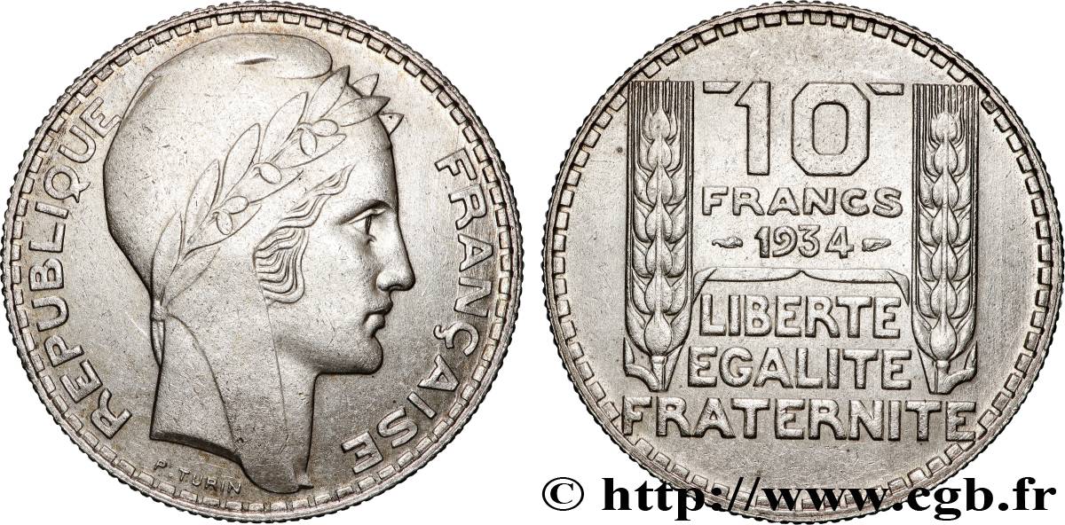 10 francs Turin 1934  F.360/7 AU58 