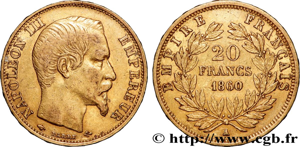 20 francs or Napoléon III, tête nue 1860 Paris F.531/18 TTB 