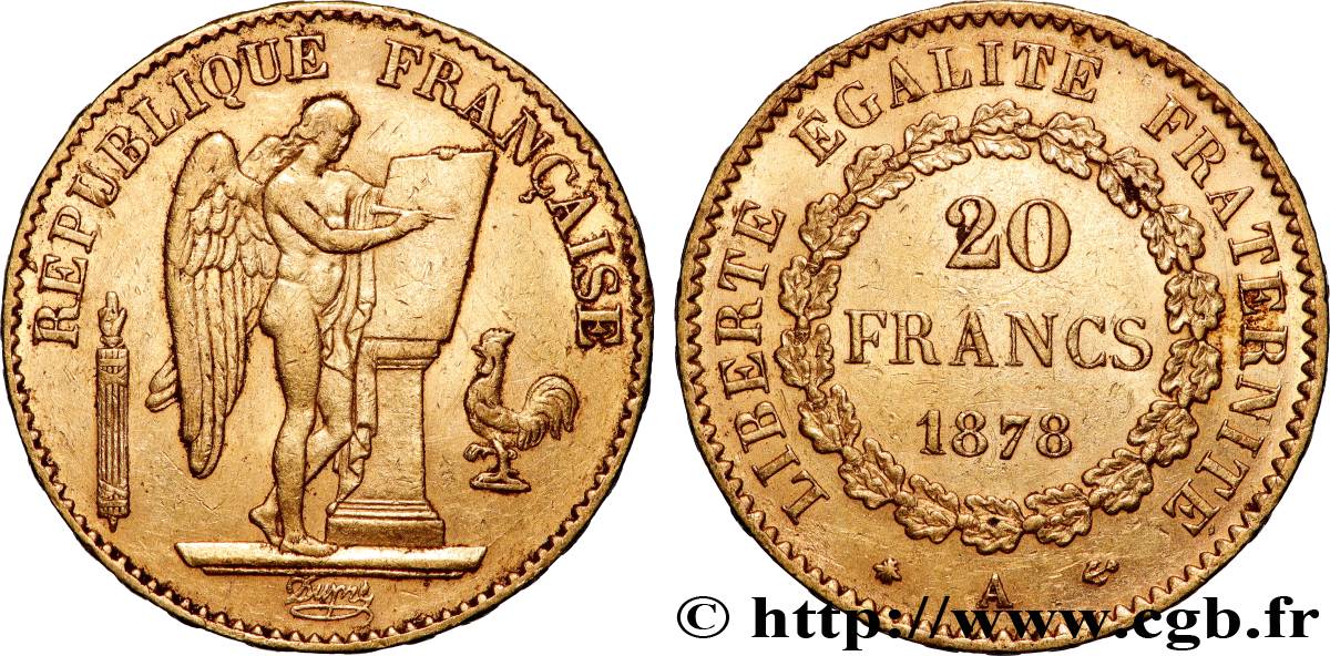 20 francs or Génie, Troisième République 1878 Paris F.533/6 BB 