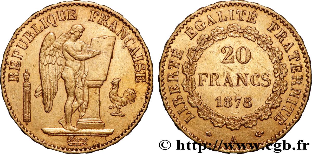 20 francs or Génie, Troisième République 1878 Paris F.533/6 q.SPL 