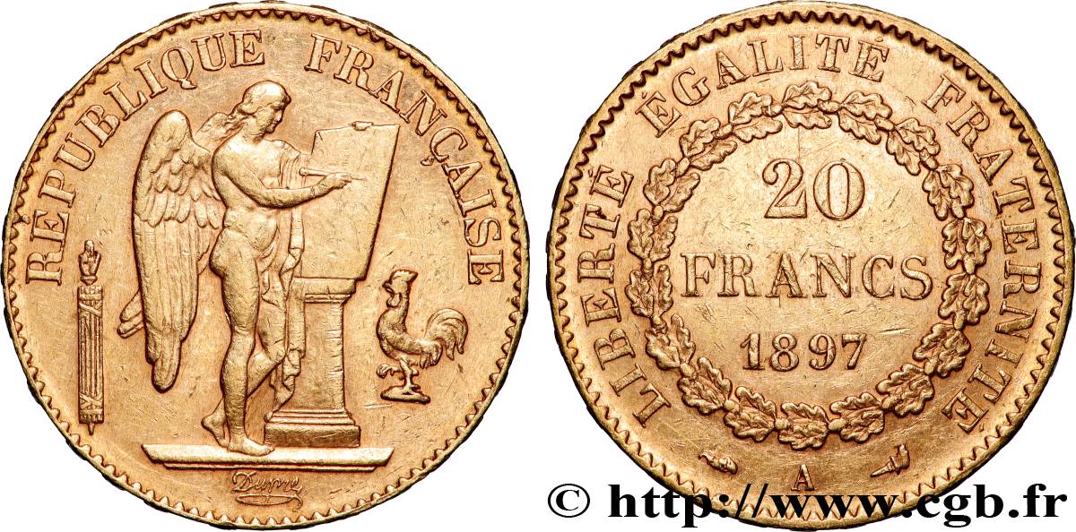 20 francs or Génie, Troisième République 1897 Paris F.533/22 SS 