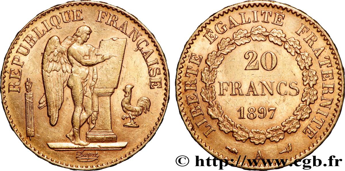 20 francs or Génie, Troisième République 1897 Paris F.533/22 TTB 