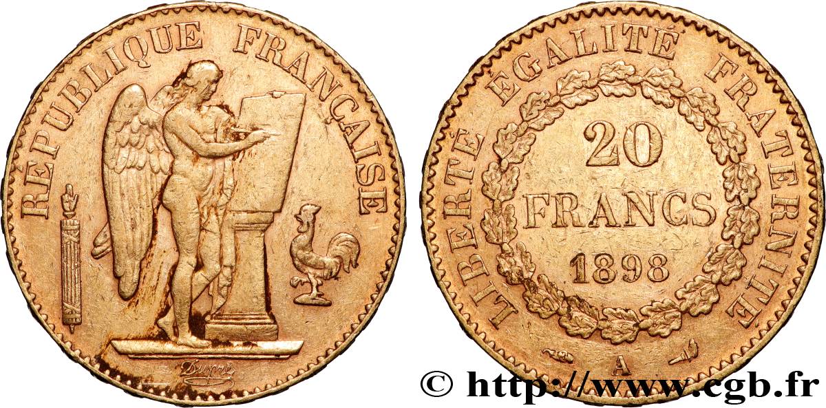 20 francs or Génie, Troisième République 1898 Paris F.533/23 VF 