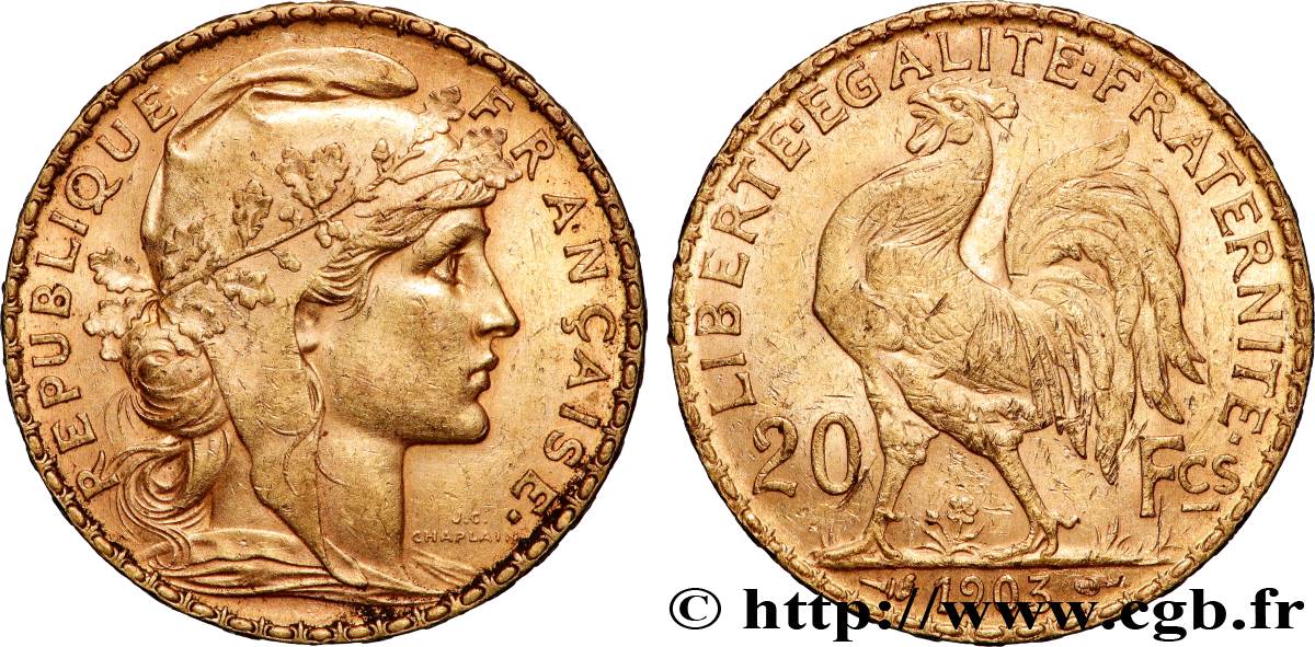 20 francs or Coq, Dieu protège la France 1903 Paris F.534/8 q.SPL 