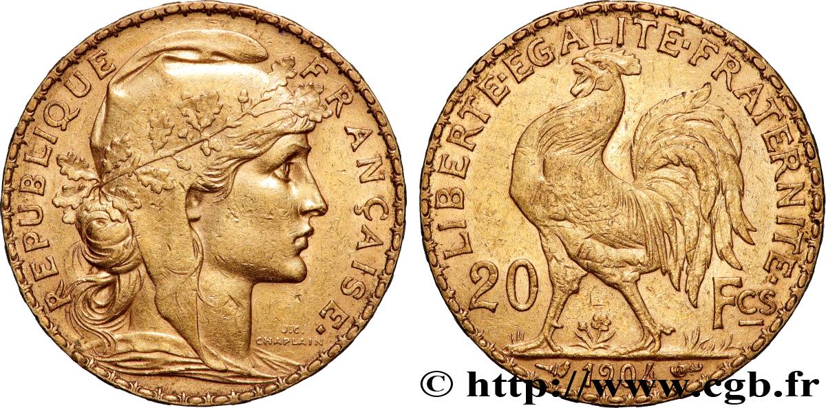 20 francs or Coq, Dieu protège la France 1904 Paris F.534/9 q.SPL 