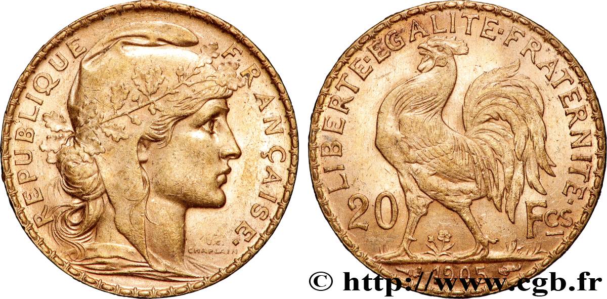 20 francs or Coq, Dieu protège la France 1905 Paris F.534/10 SUP 