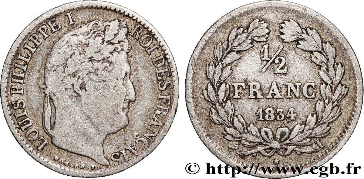 1/2 franc Louis-Philippe 1834 Limoges F.182/45 TB20 