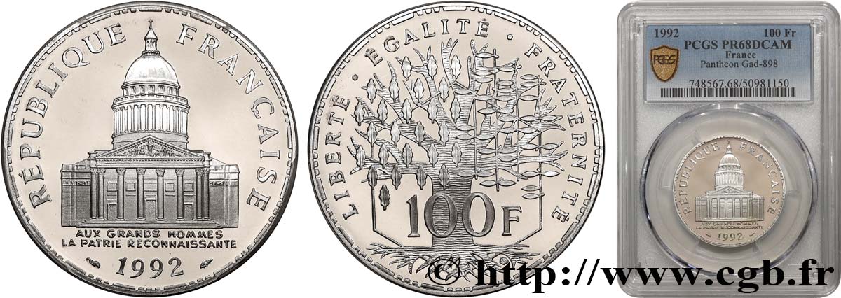 100 francs Panthéon, Belle Épreuve 1992  F.451/13 MS68 PCGS