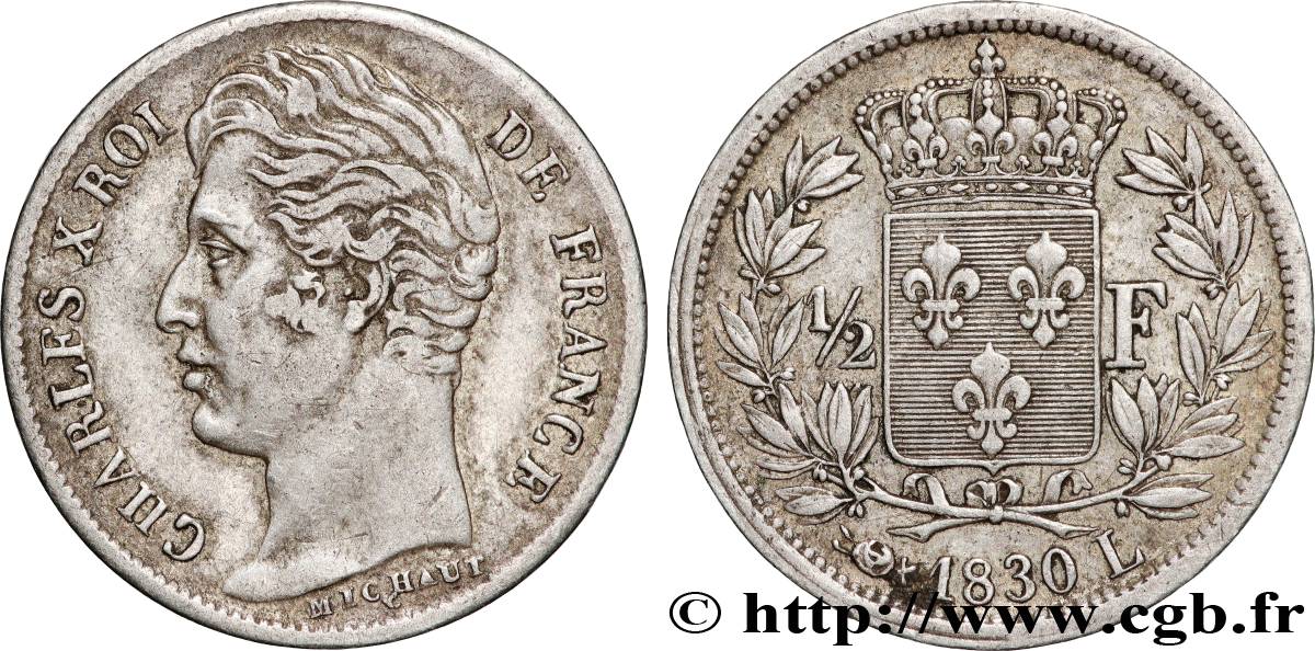 1/2 franc Charles X 1830 Bayonne F.180/52 TTB 