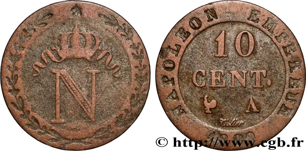 10 cent. à l&nbsp;N couronnée 1809 Paris F.130/10 BC 