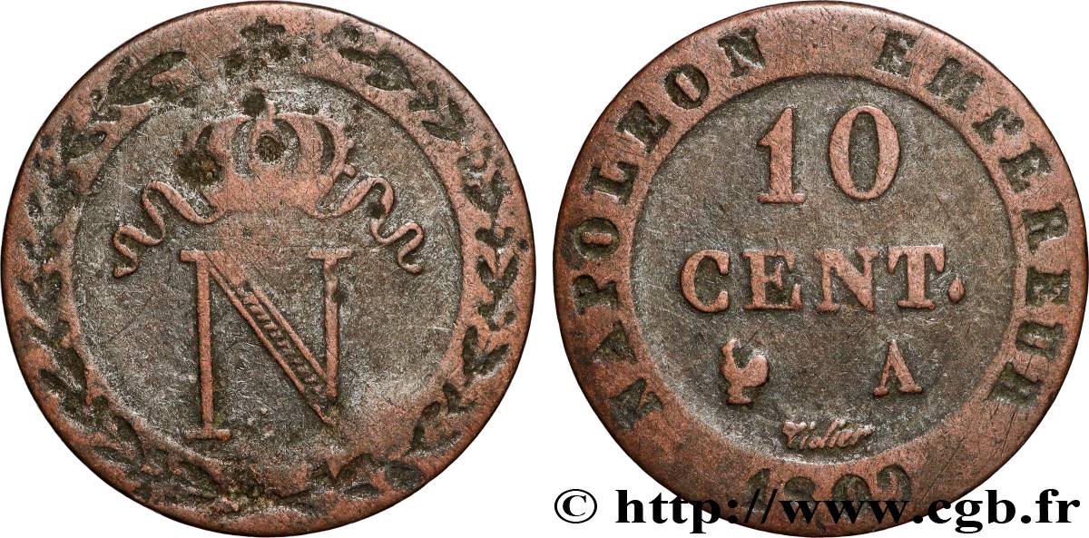 10 cent. à l N couronnée 1809 Paris F.130/10 MB 