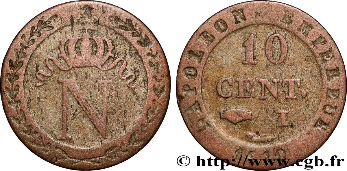 10 cent. à l N couronnée 1810 Limoges F.130/22 B+ 