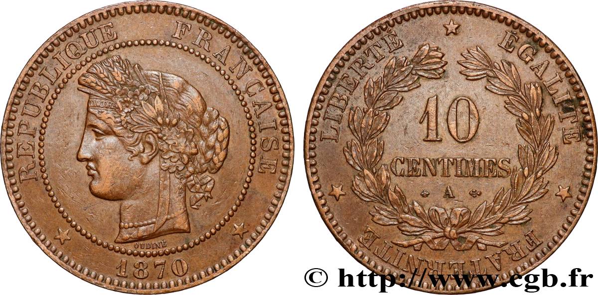10 centimes Cérès 1870 Paris F.135/4 TTB 