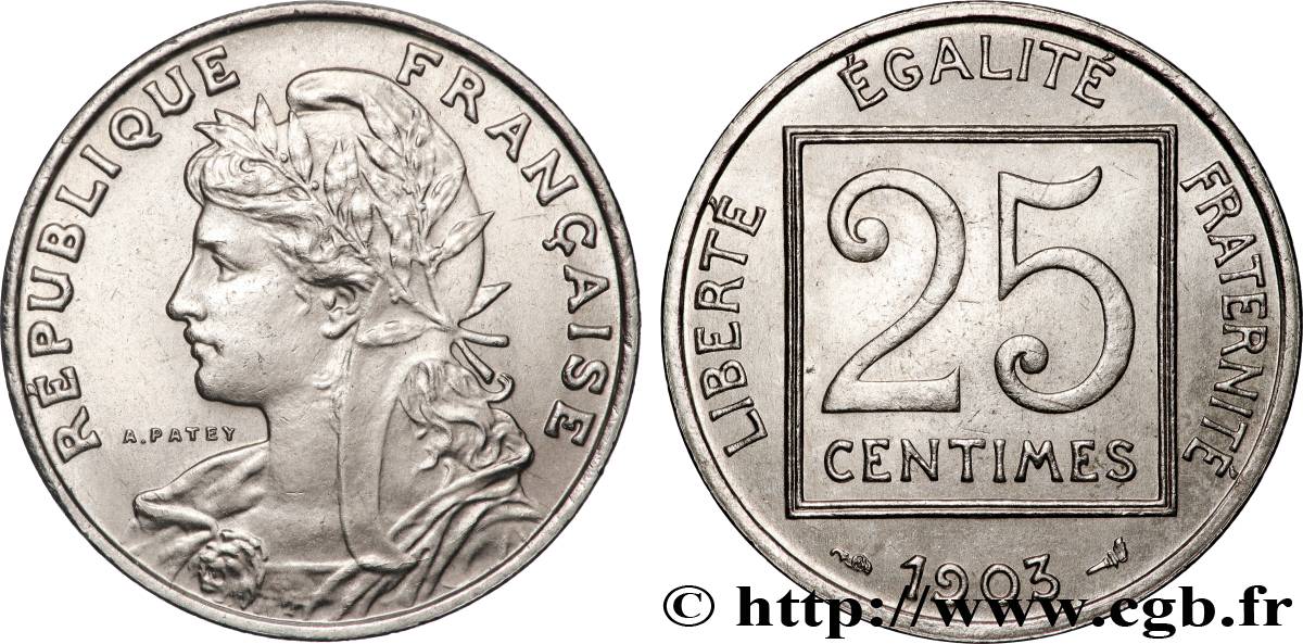 25 centimes Patey, 1er type 1903  F.168/3 MS61 