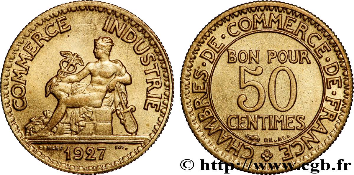 50 centimes Chambres de Commerce 1927 Paris F.191/9 SPL60 