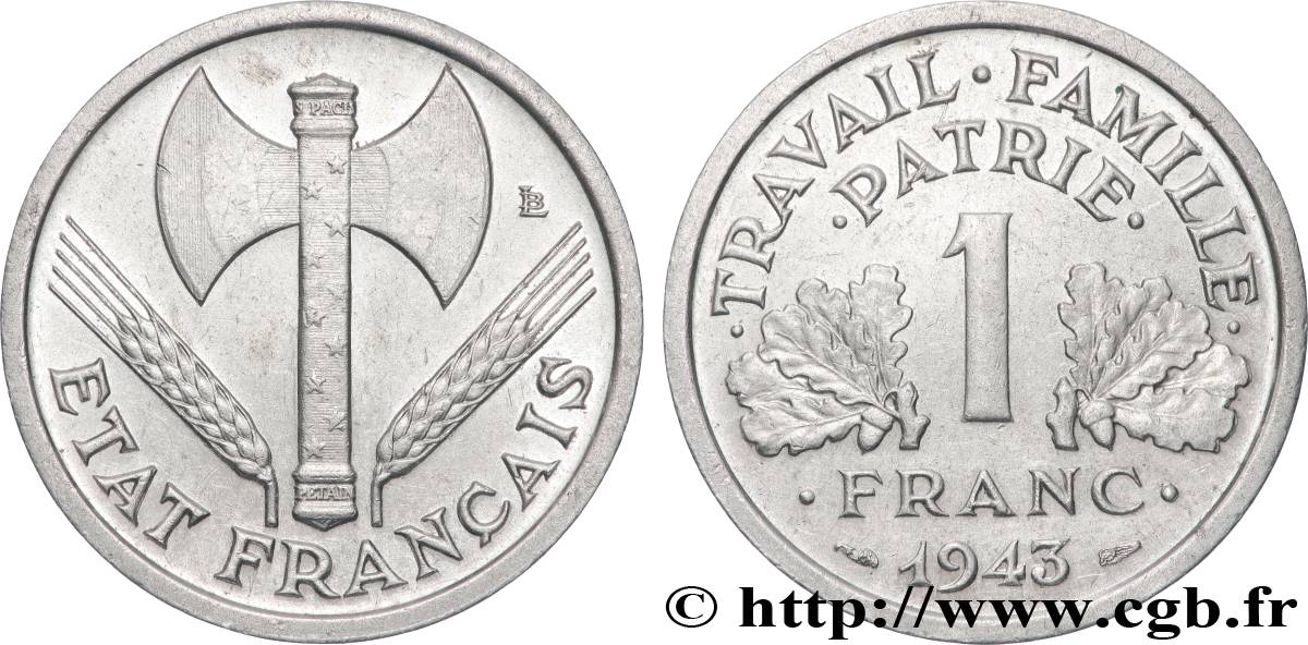 1 franc Francisque, lourde 1943 Paris F.222/4 q.SPL 