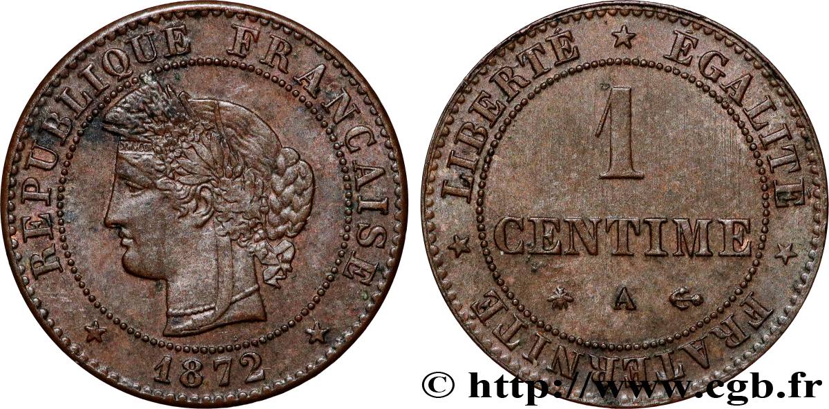 1 centime Cérès 1872 Paris F.104/1 AU 