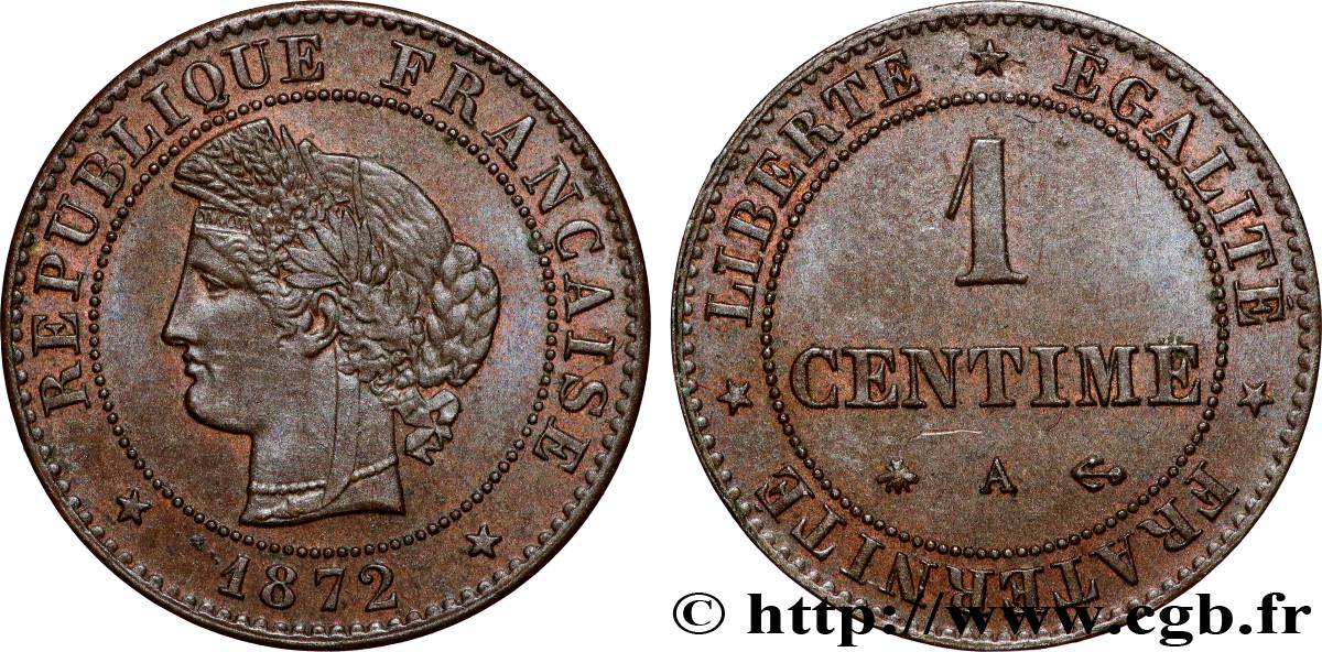 1 centime Cérès 1872 Paris F.104/1 AU55 