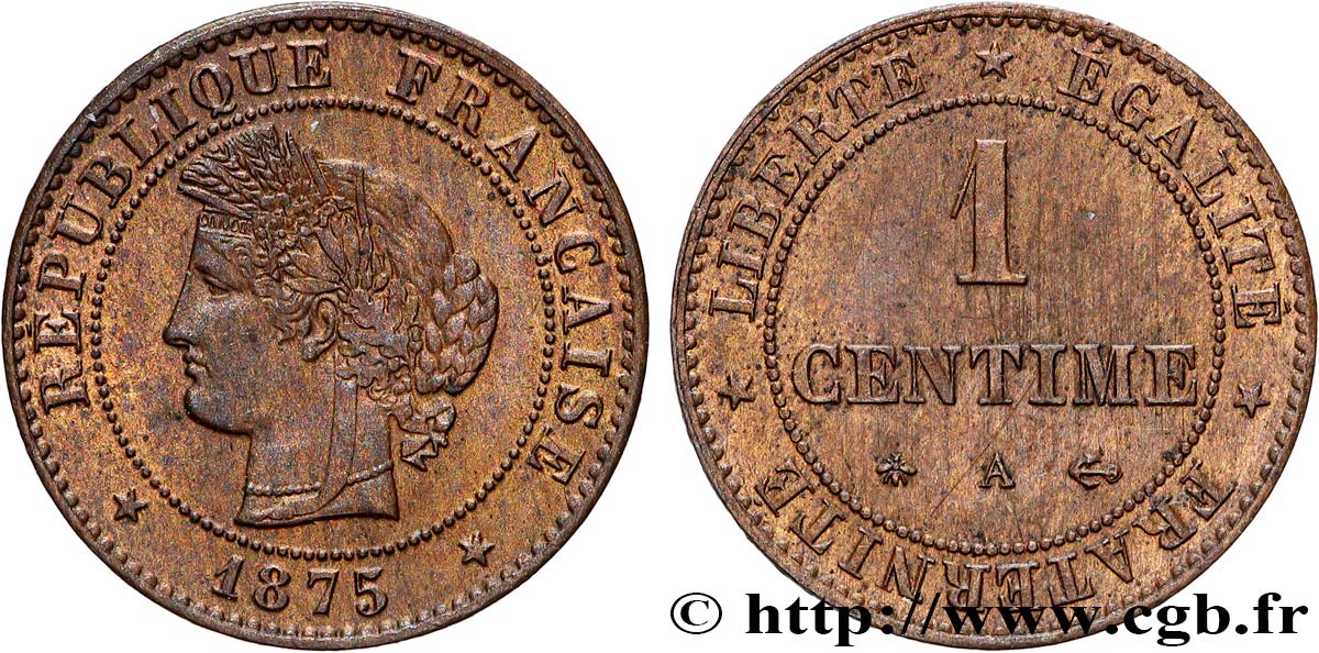 1 centime Cérès 1875 Paris F.104/4 SUP 