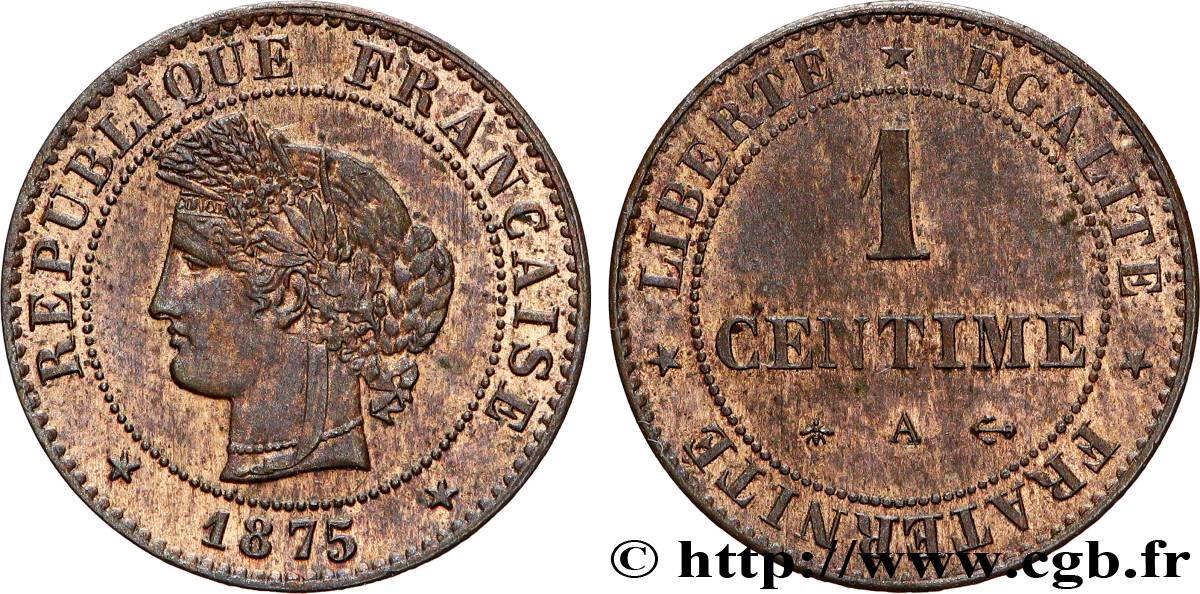 1 centime Cérès 1875 Paris F.104/4 SUP58 