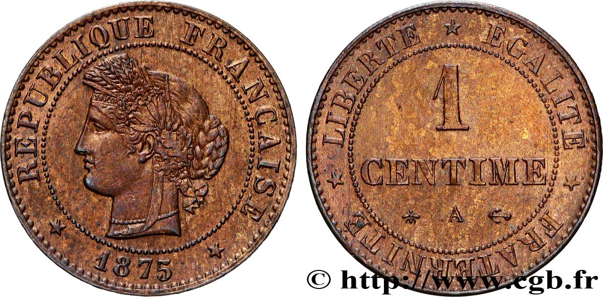 1 centime Cérès 1875 Paris F.104/4 SUP60 