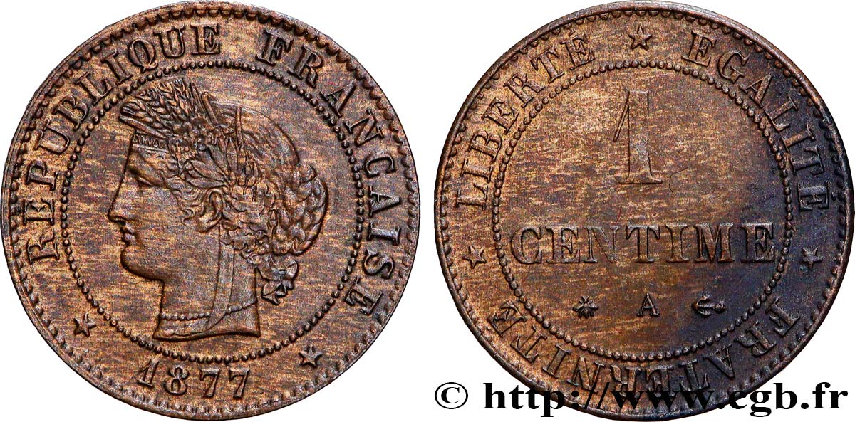 1 centime Cérès 1877 Paris F.104/6 TTB+ 