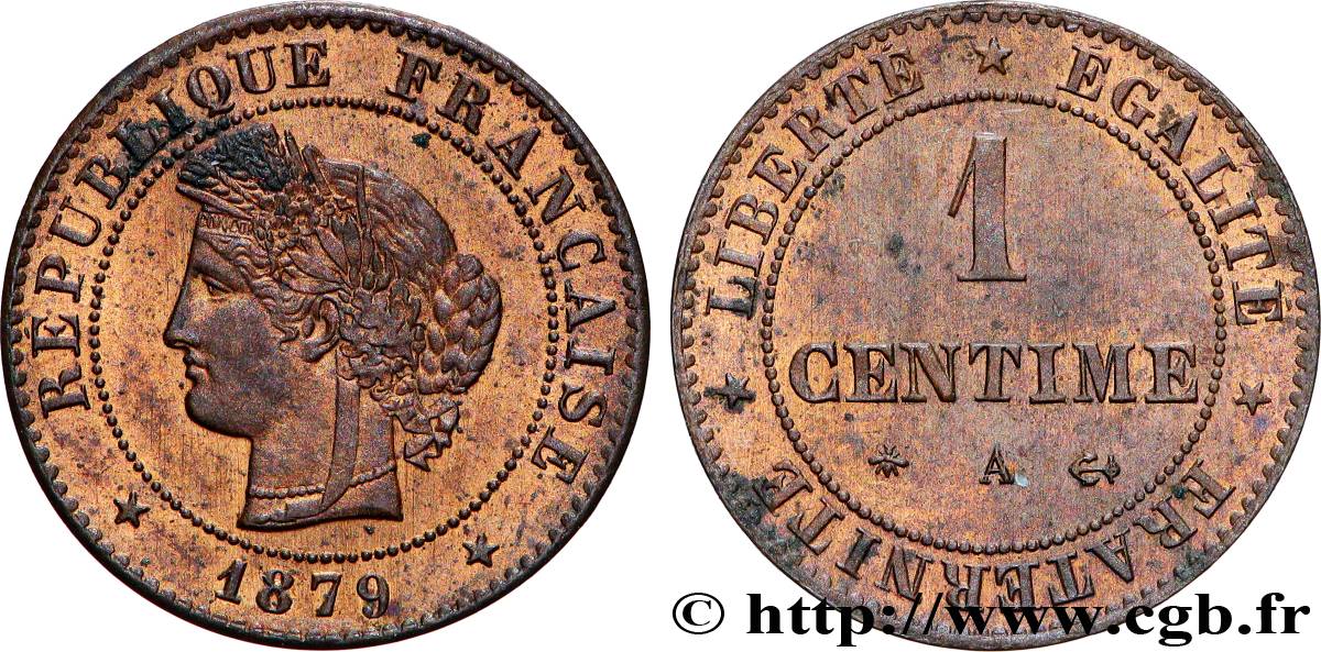 1 centime Cérès, ancre barrée 1879 Paris F.104/9 VZ 