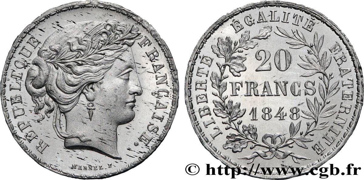 Concours de 20 francs, essai de Marrel 1848 Paris VG.3030 var SUP62 