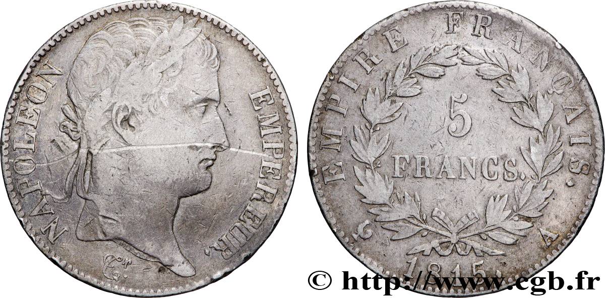 5 francs Napoléon Empereur, Cent-Jours 1815 Paris F.307A/1 TB 