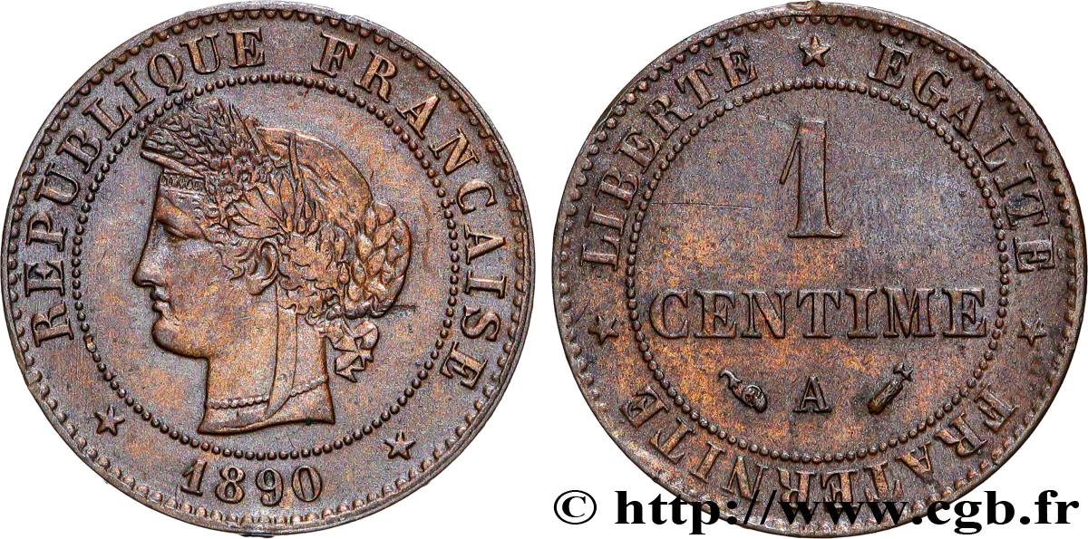 1 centime Cérès 1890 Paris F.104/17 MBC+ 