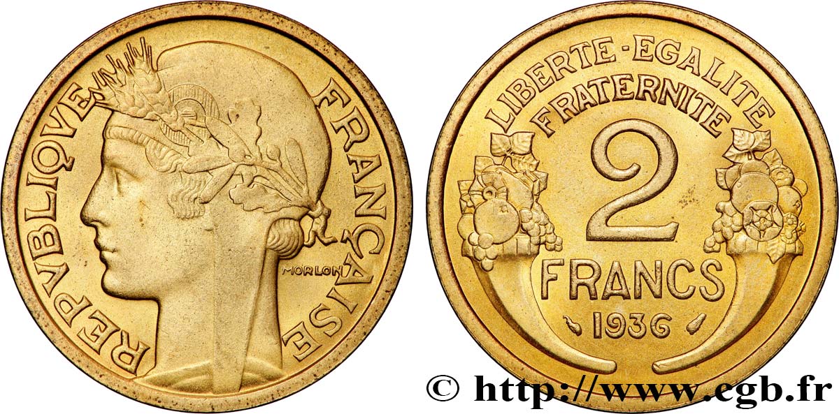 2 francs Morlon 1936  F.268/9 MS64 