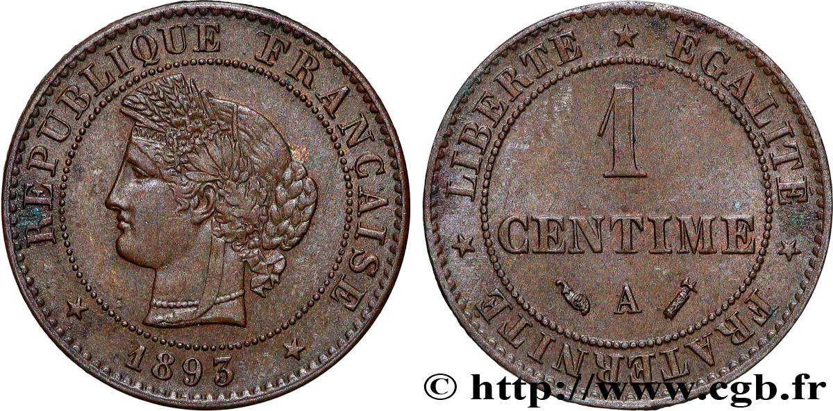 1 centime Cérès 1893 Paris F.104/20 AU 