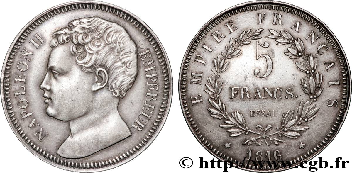 5 francs, essai en argent 1816  VG.2402  SUP 