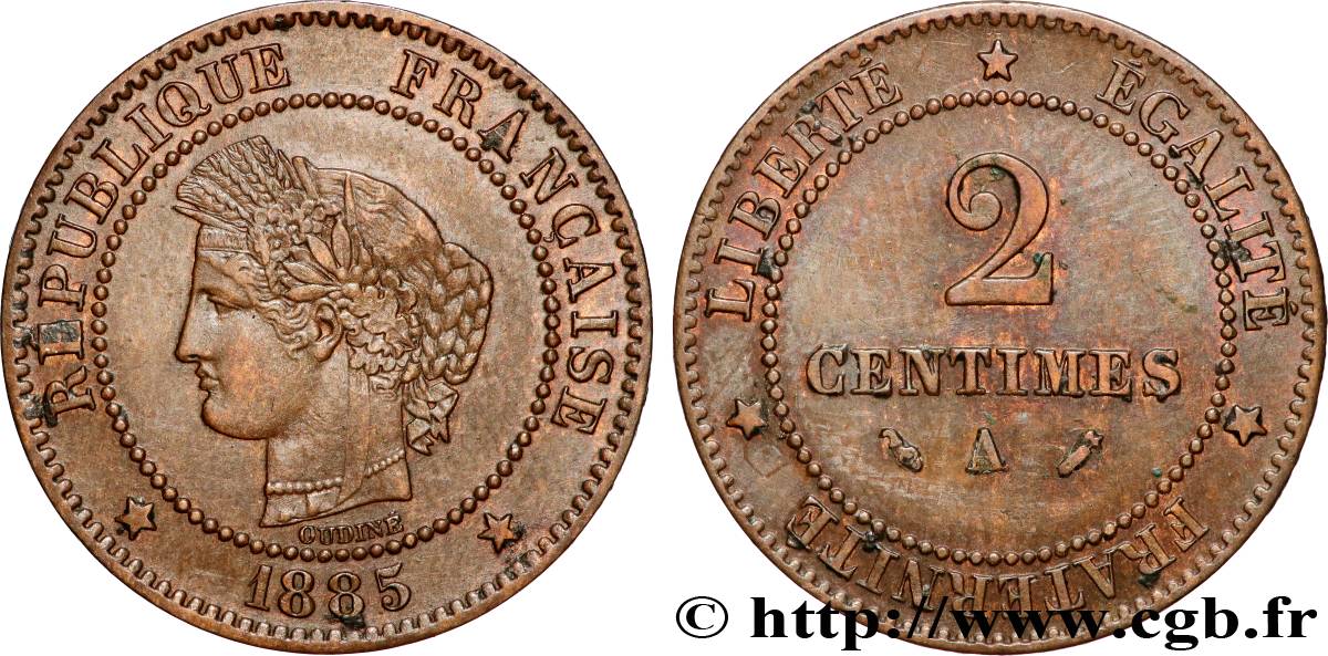 2 centimes Cérès 1885 Paris F.109/11 TTB 