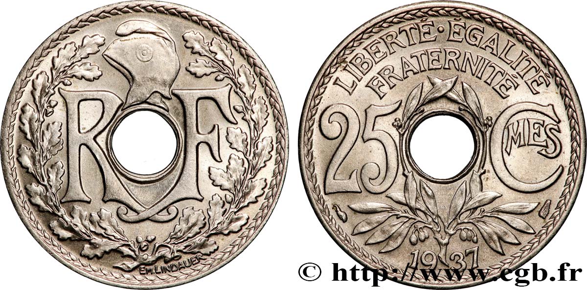 25 centimes Lindauer 1937  F.171/20 MS60 
