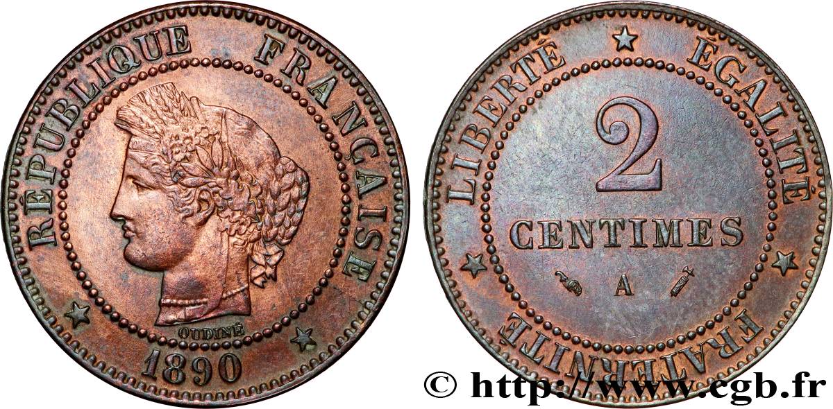2 centimes Cérès 1890 Paris F.109/16 TTB+ 