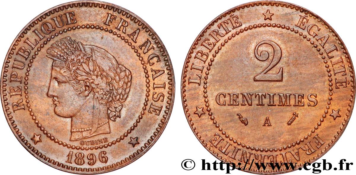 2 centimes Cérès 1896 Paris F.109/22 TTB+ 