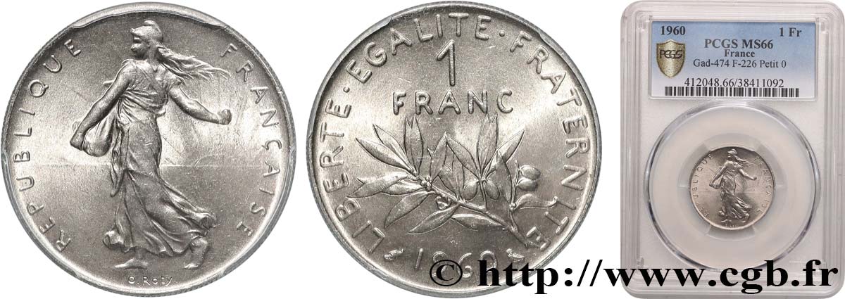 1 franc Semeuse, nickel 1960 Paris F.226/4 FDC66 PCGS