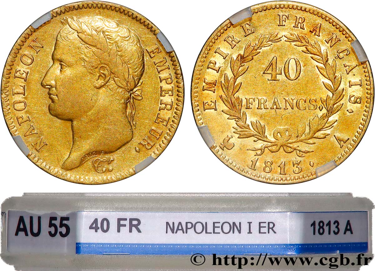 40 francs Napoléon tête laurée, Empire français 1813 Paris F.541/11 EBC55 GENI