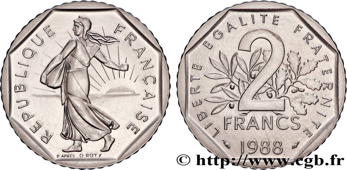 2 francs Semeuse, nickel 1988 Pessac F.272/12 FDC 