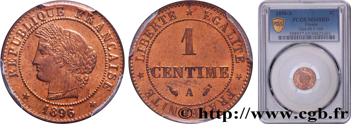 1 centime Cérès 1896 Paris F.104/23 FDC65 PCGS