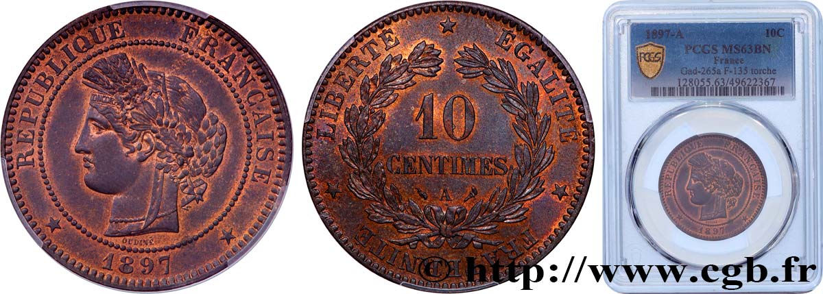 10 centimes Cérès 1897 Paris F.135/44 SPL63 PCGS