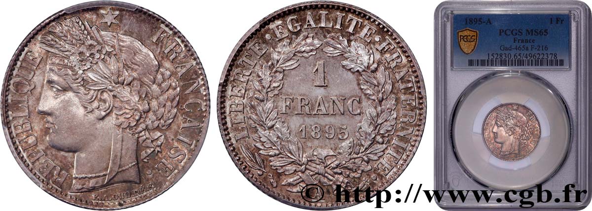 1 franc Cérès, Troisième République 1895 Paris F.216/13 FDC65 PCGS