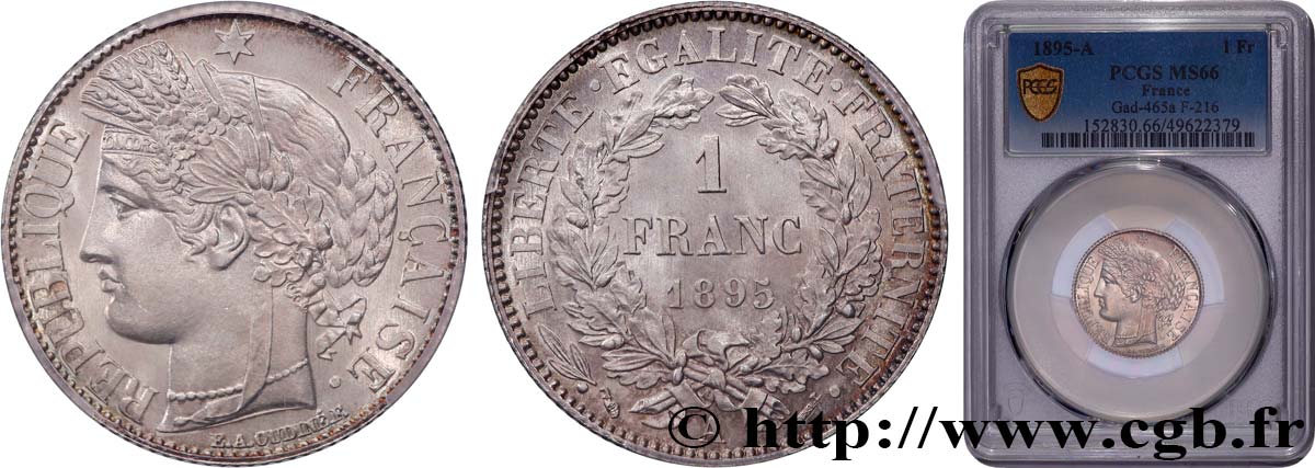 1 franc Cérès, Troisième République 1895 Paris F.216/13 FDC66 PCGS